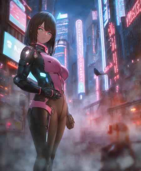 38423-3955378337-android woman, masterpiece, caustics, detailed, depth of field, neon lights, eyes, steam, city, night.png